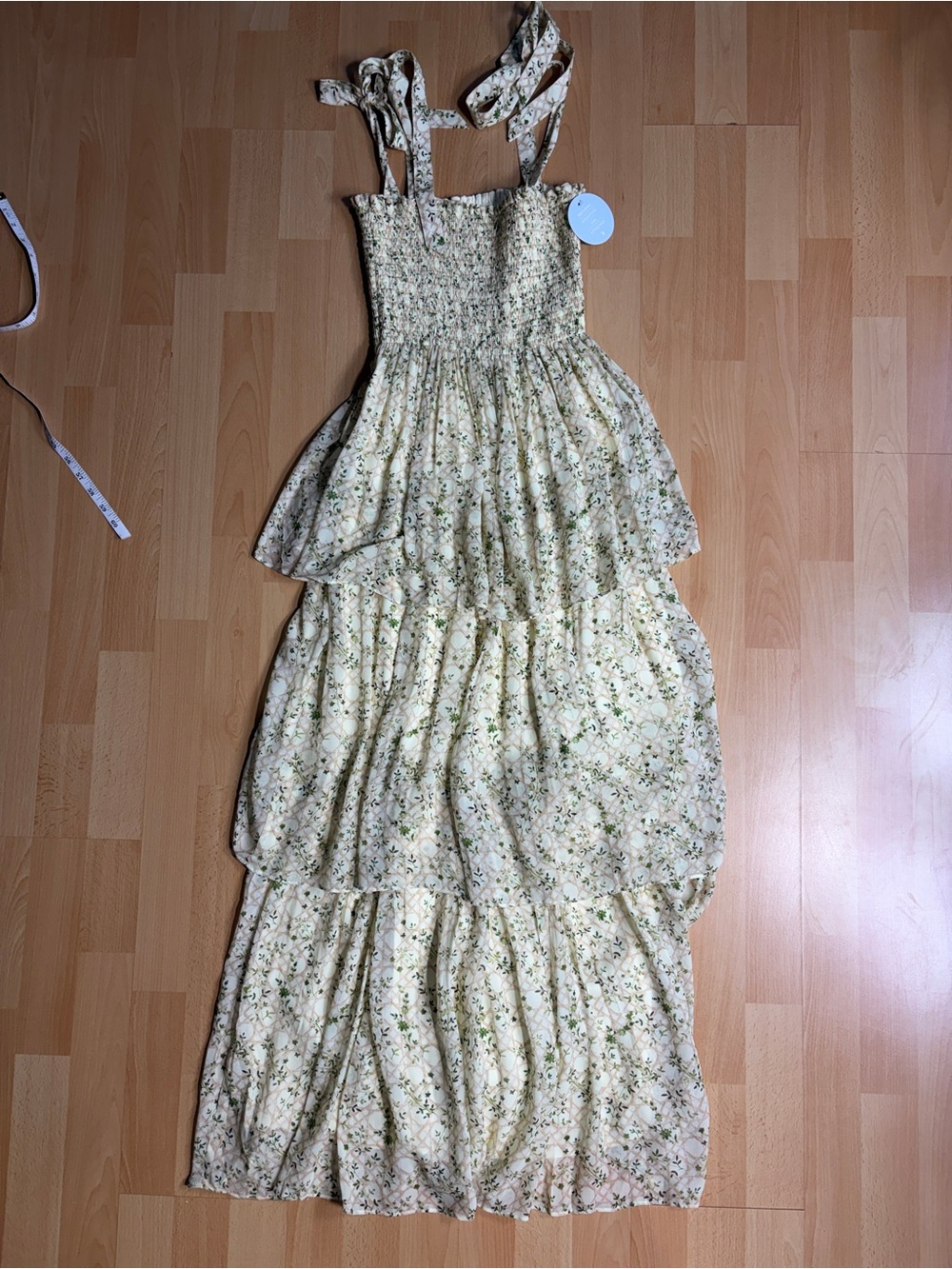 Hill House NWT The Elise Nap Dress in Basketweave Vine Butter Yellow Tiered Maxi - Picture 12 of 16
